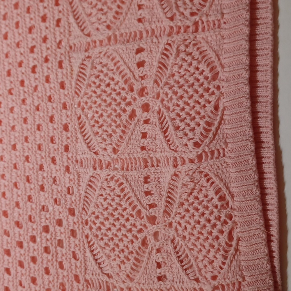 Jeanne Pierre xl crochet sweater salmon color sheer - Picture 4 of 6